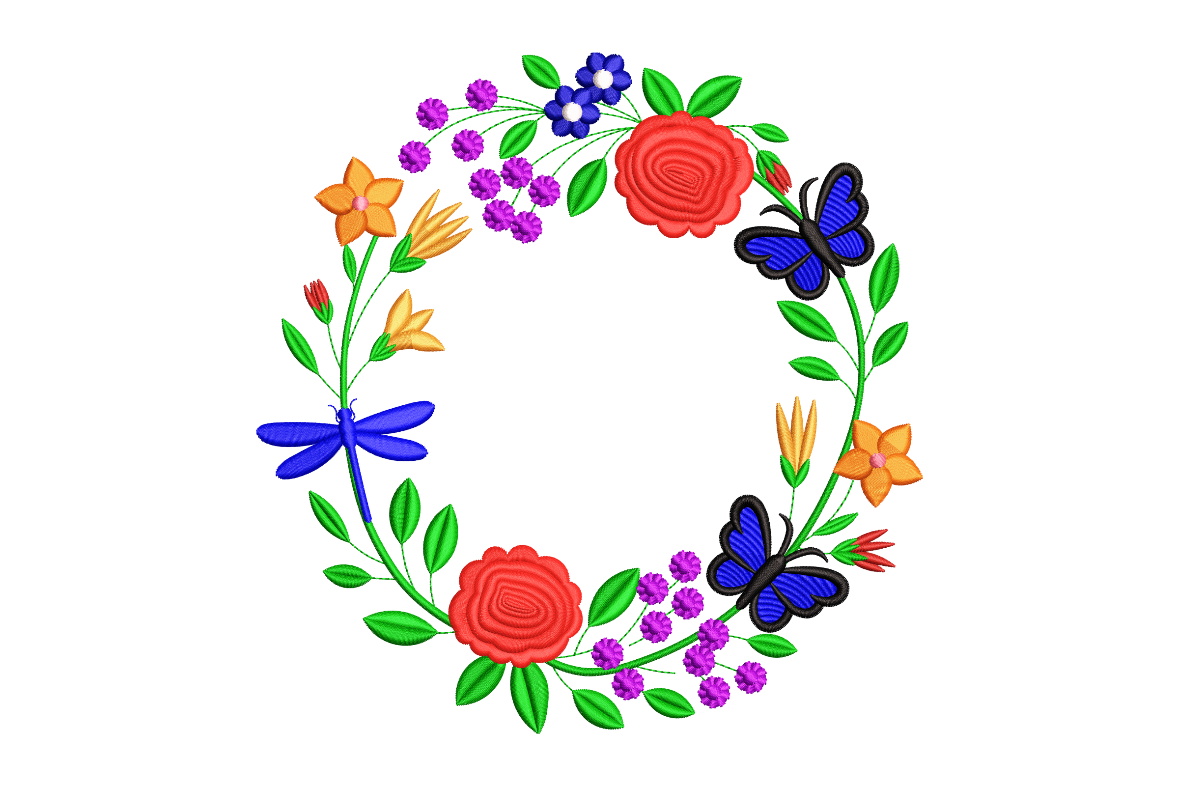 Floral Butterfly Wreath – Machine Embroidery Design | Embroidize