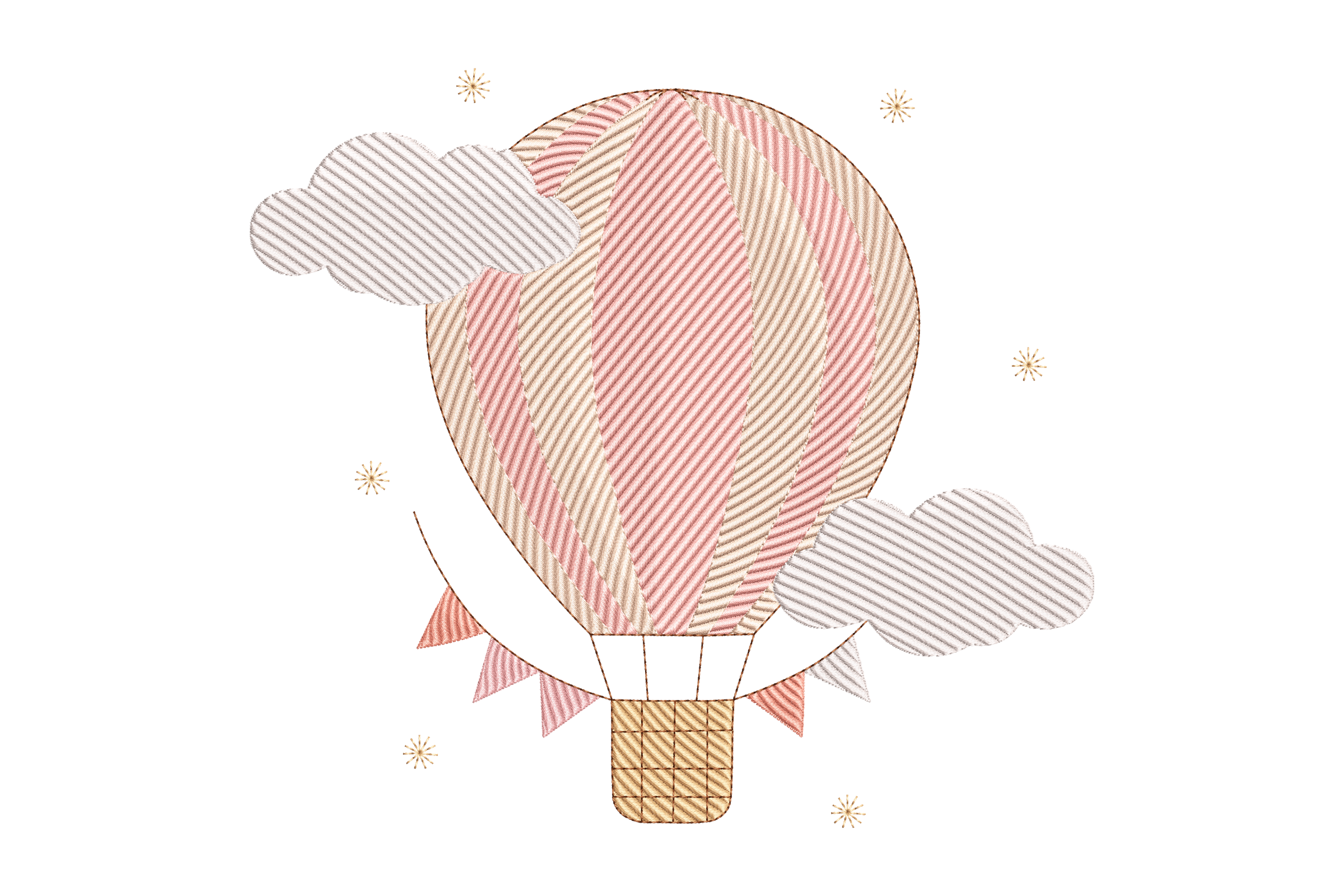Vintage Hot Air Balloon – Pastel Nursery Embroidery Design