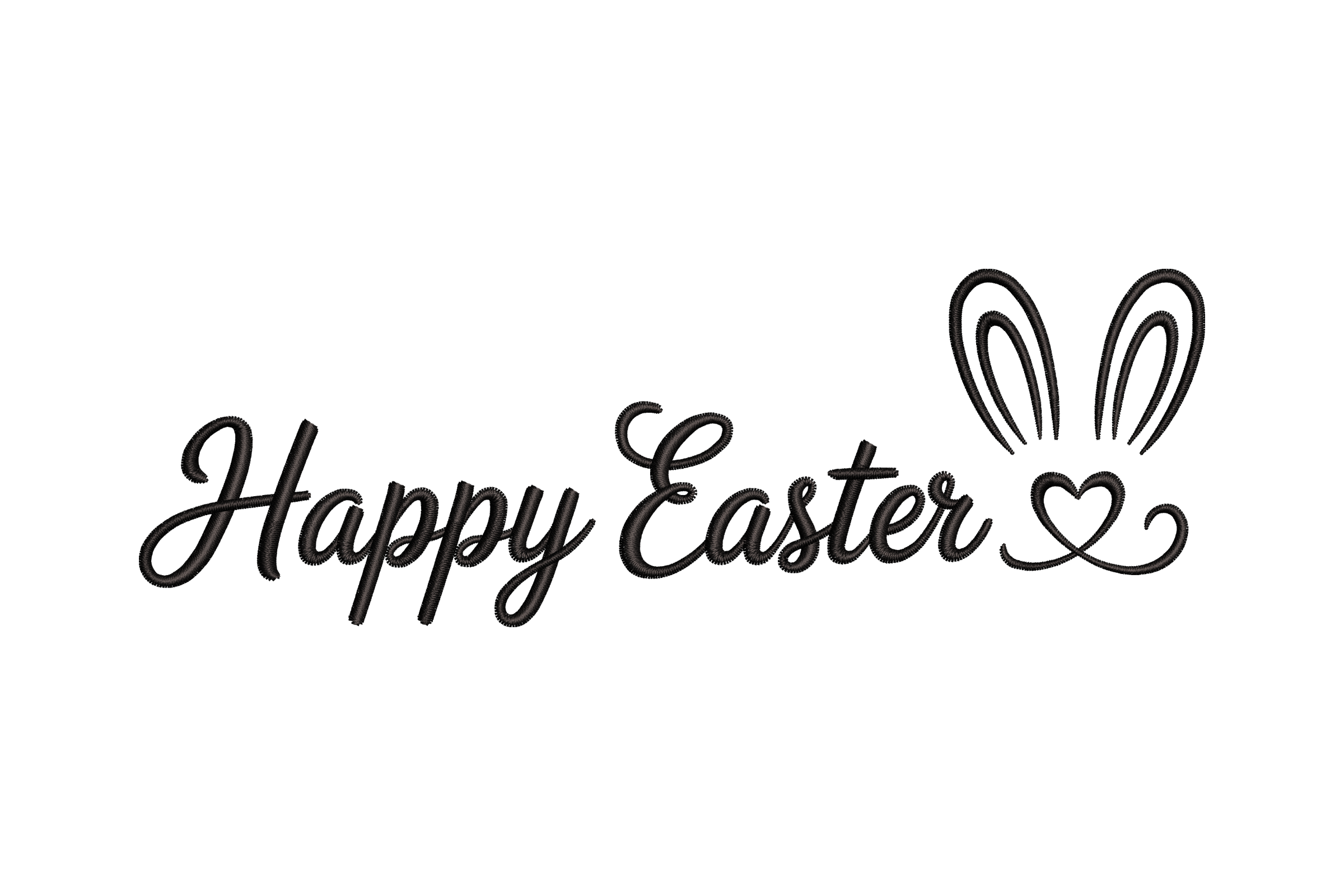 Happy Easter Script Bunny Ears Embroidery Design | Embroidize