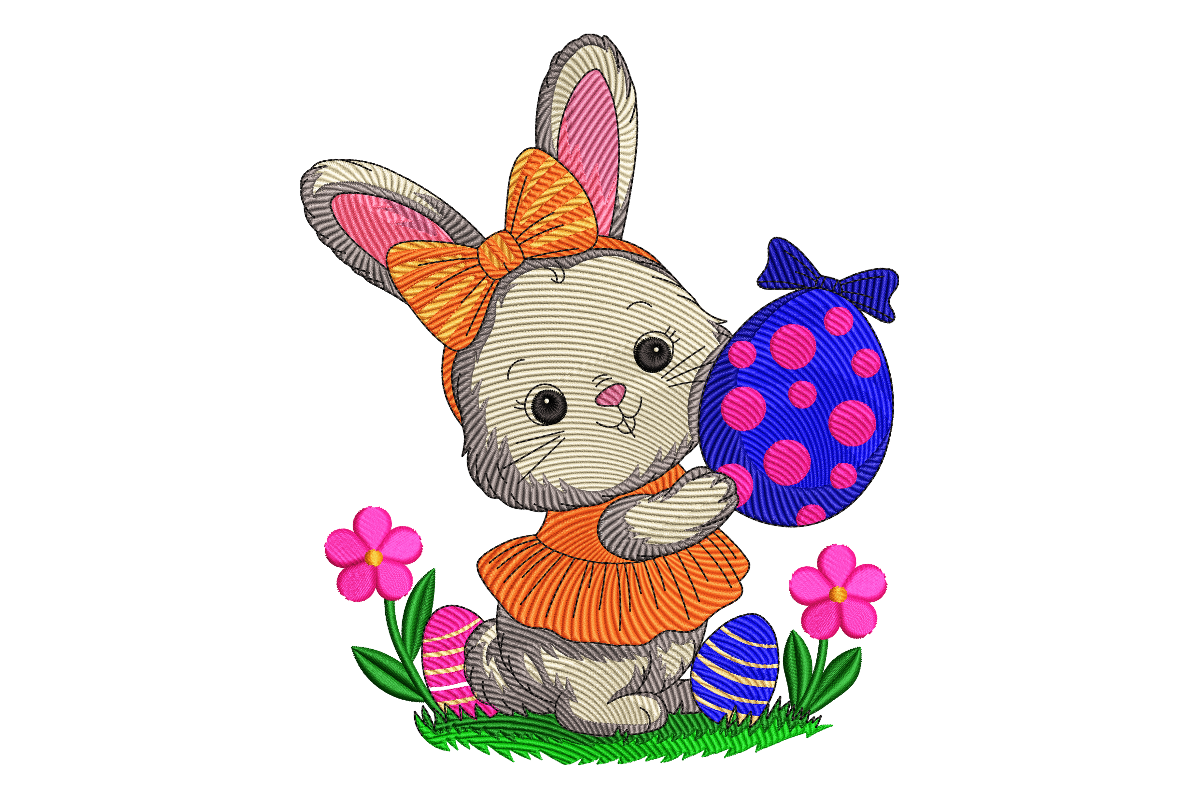 Easter Bunny Floral Egg Machine Embroidery Design | Embroidize