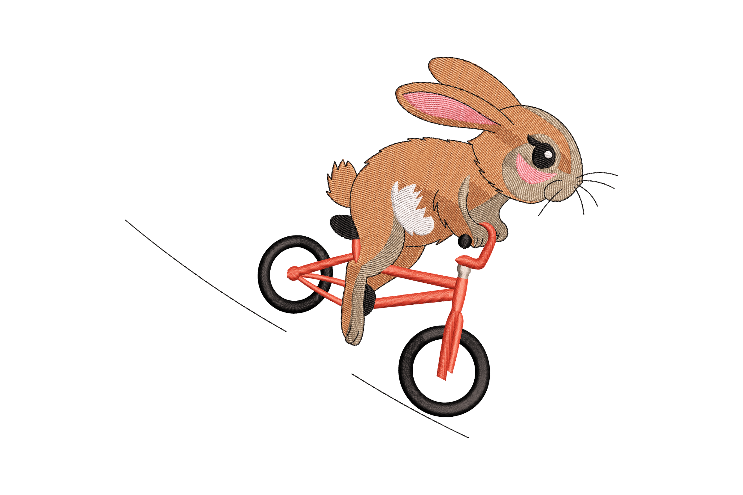 Bunny Riding Bicycle Machine Embroidery Design
