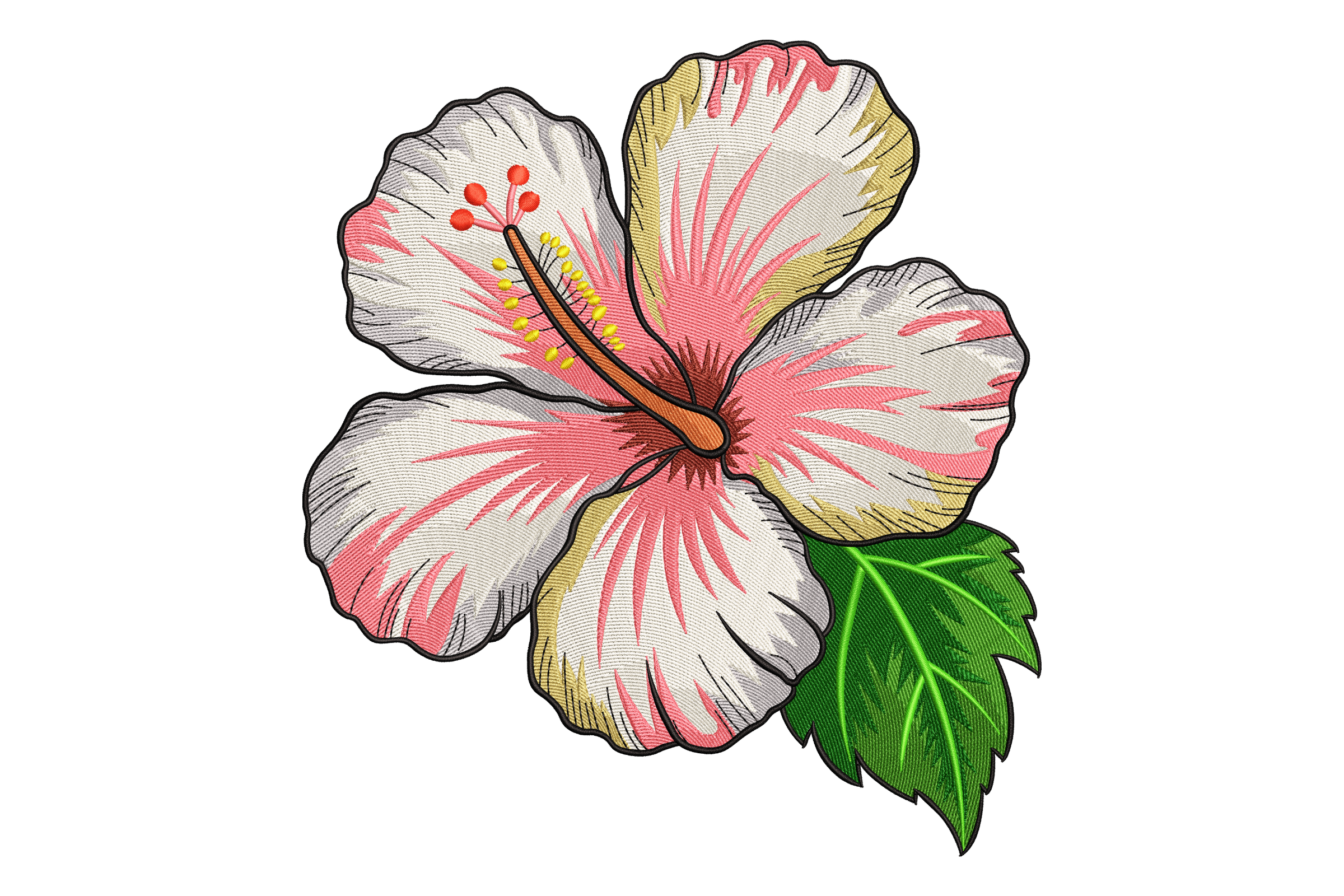 Hibiscus Flower Tropical Floral Machine Embroidery Design