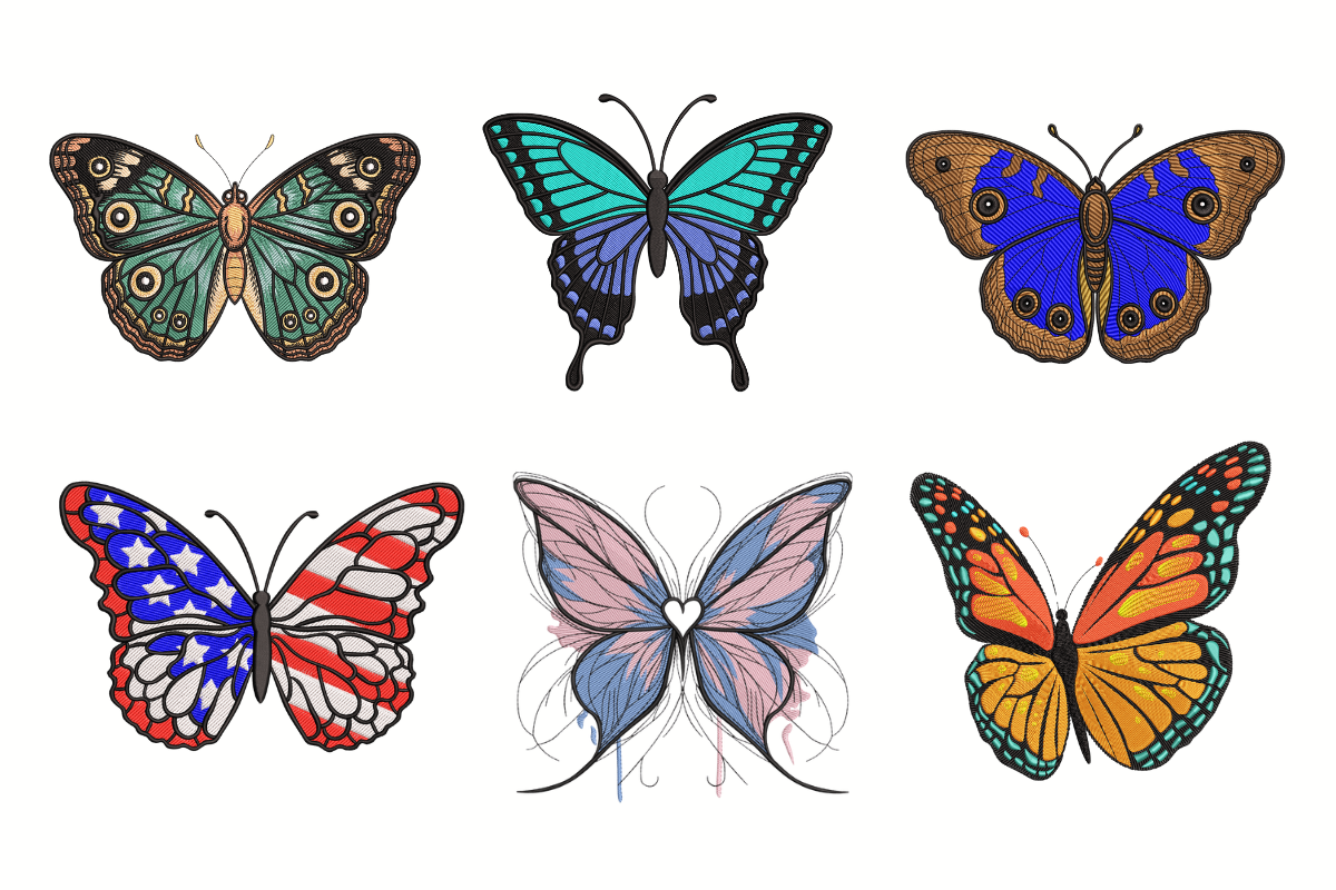 Colorful Butterfly Embroidery Design Bundle | Embroidize
