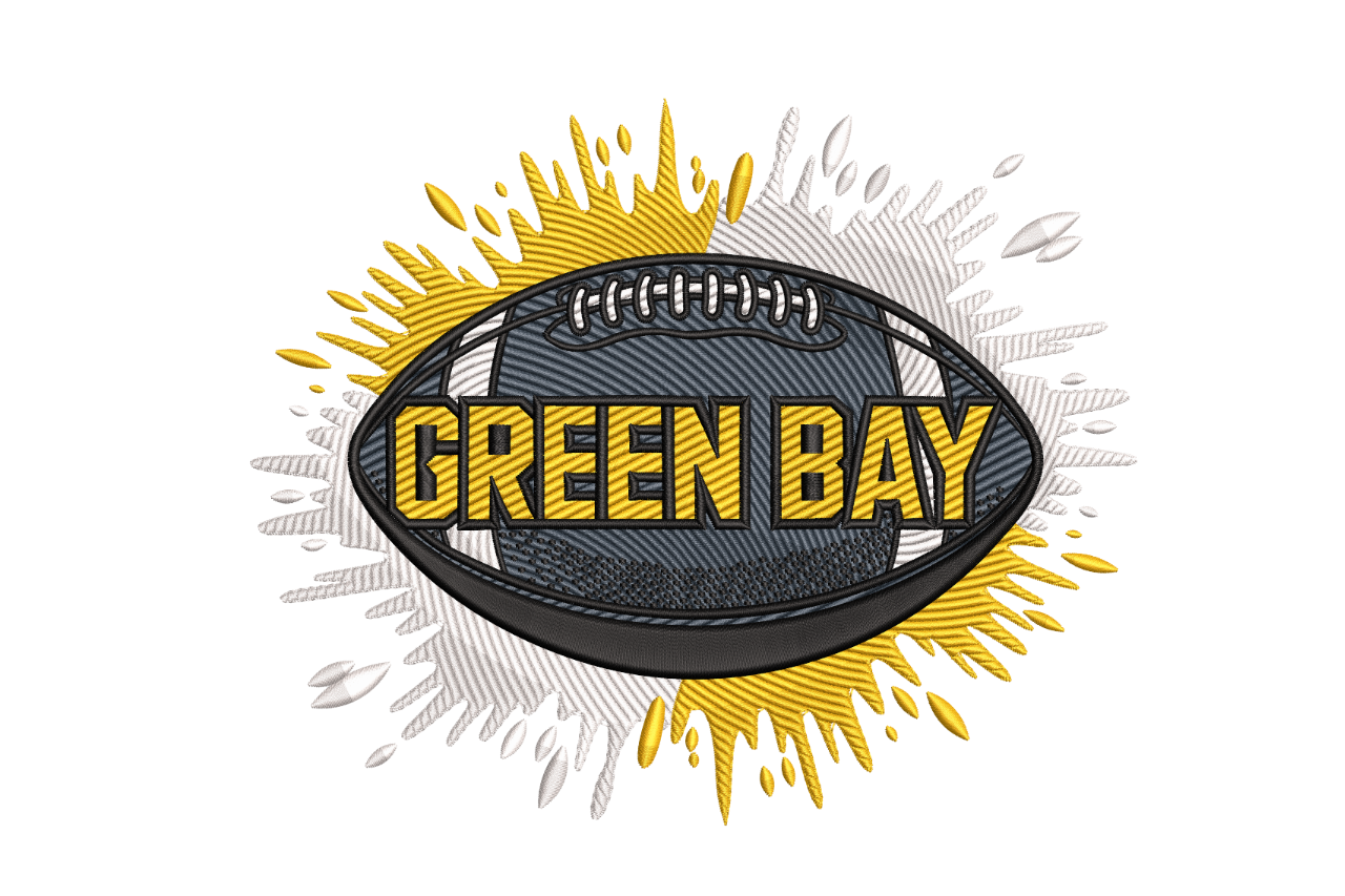 Green Bay Football Splash Sports Machine Embroidery Design