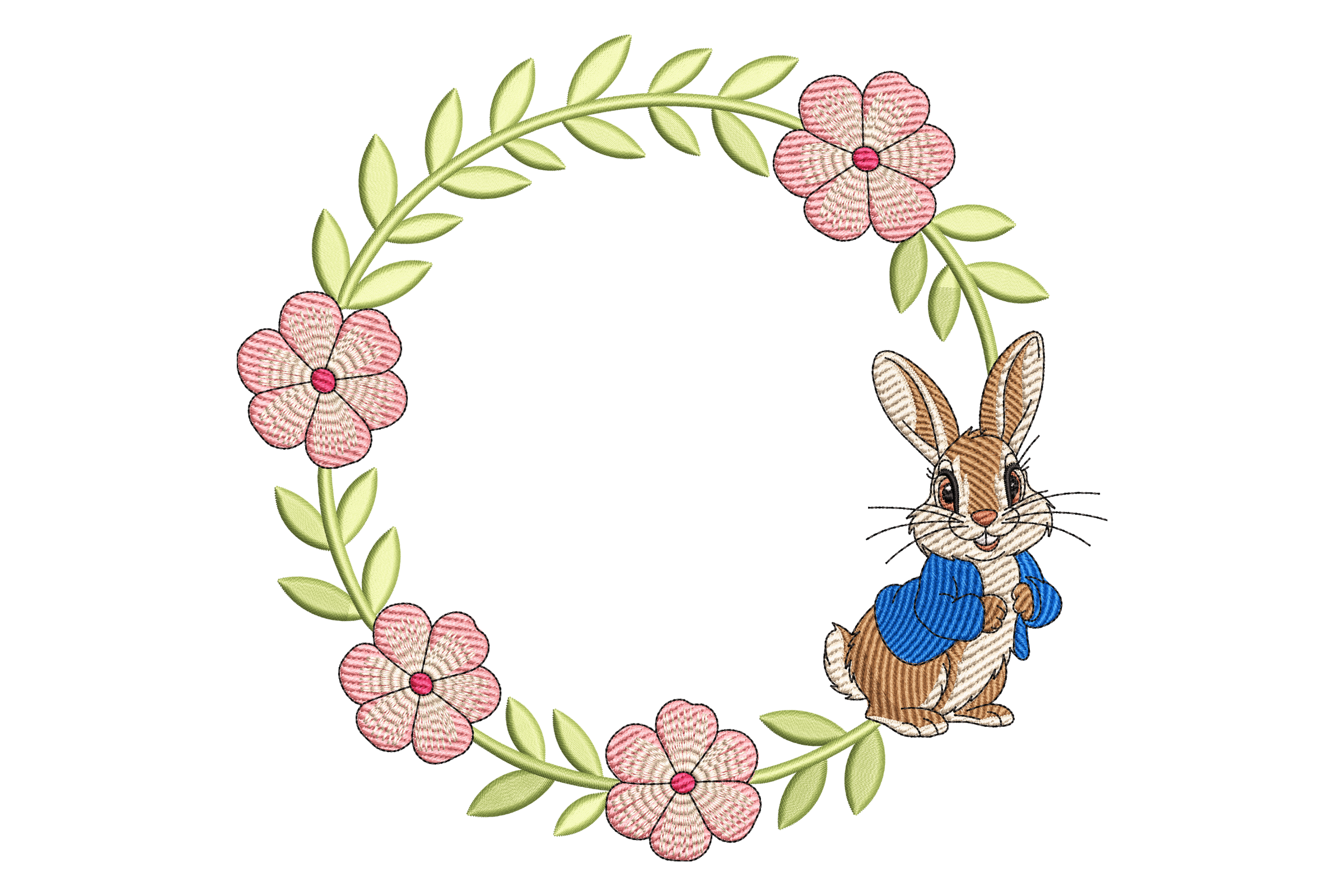 Peter Rabbit Floral Wreath Machine Embroidery Design | Embroidize