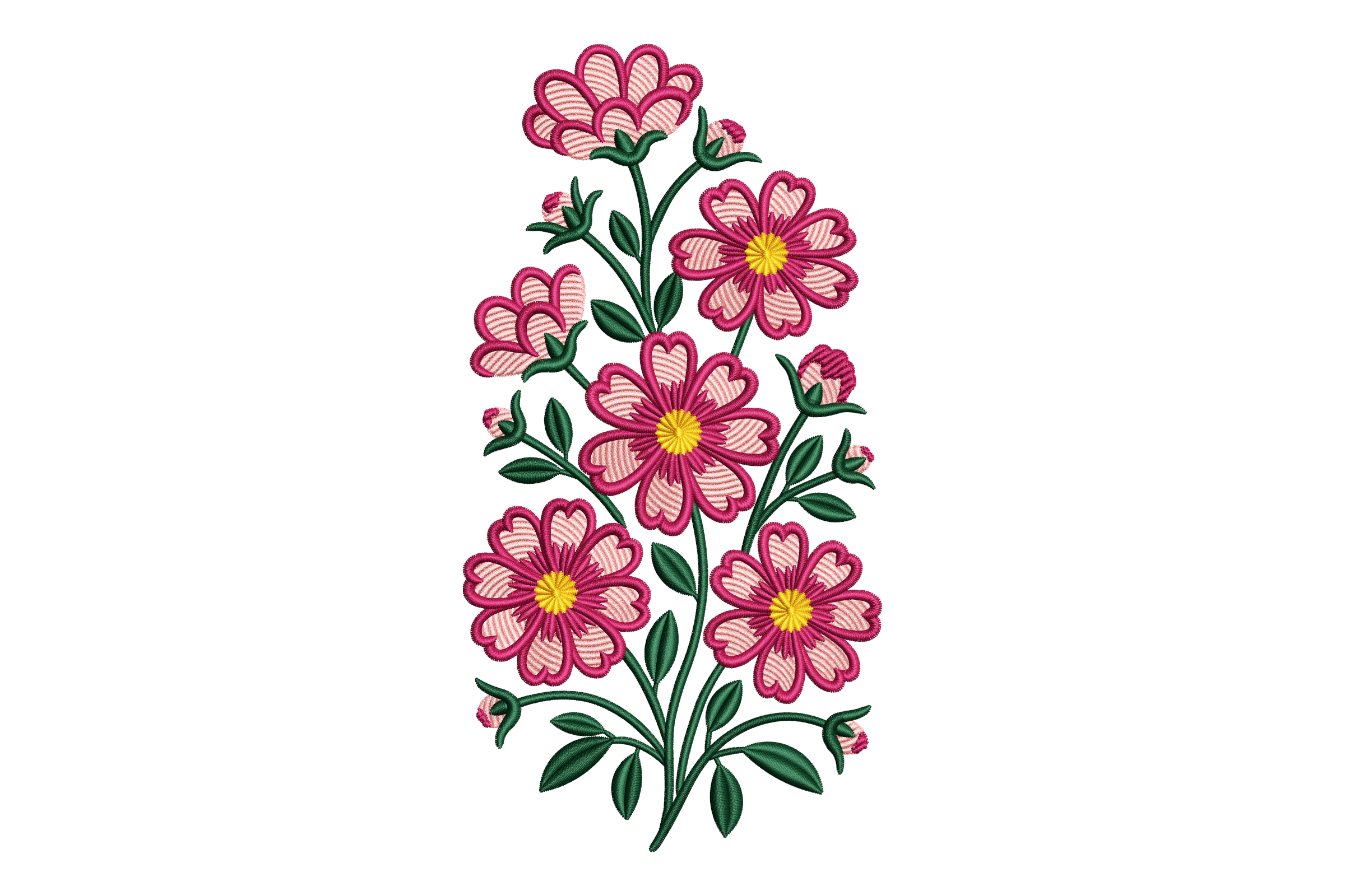 Bring Pink Wildflower Bouquet Machine Embroidery Design | Embroidize