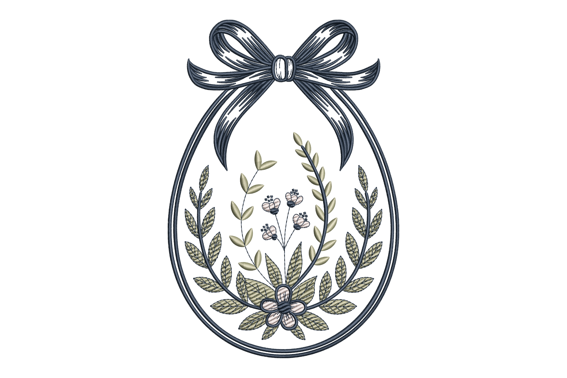 Vintage Floral Easter Egg Machine Embroidery Design | Embroidize