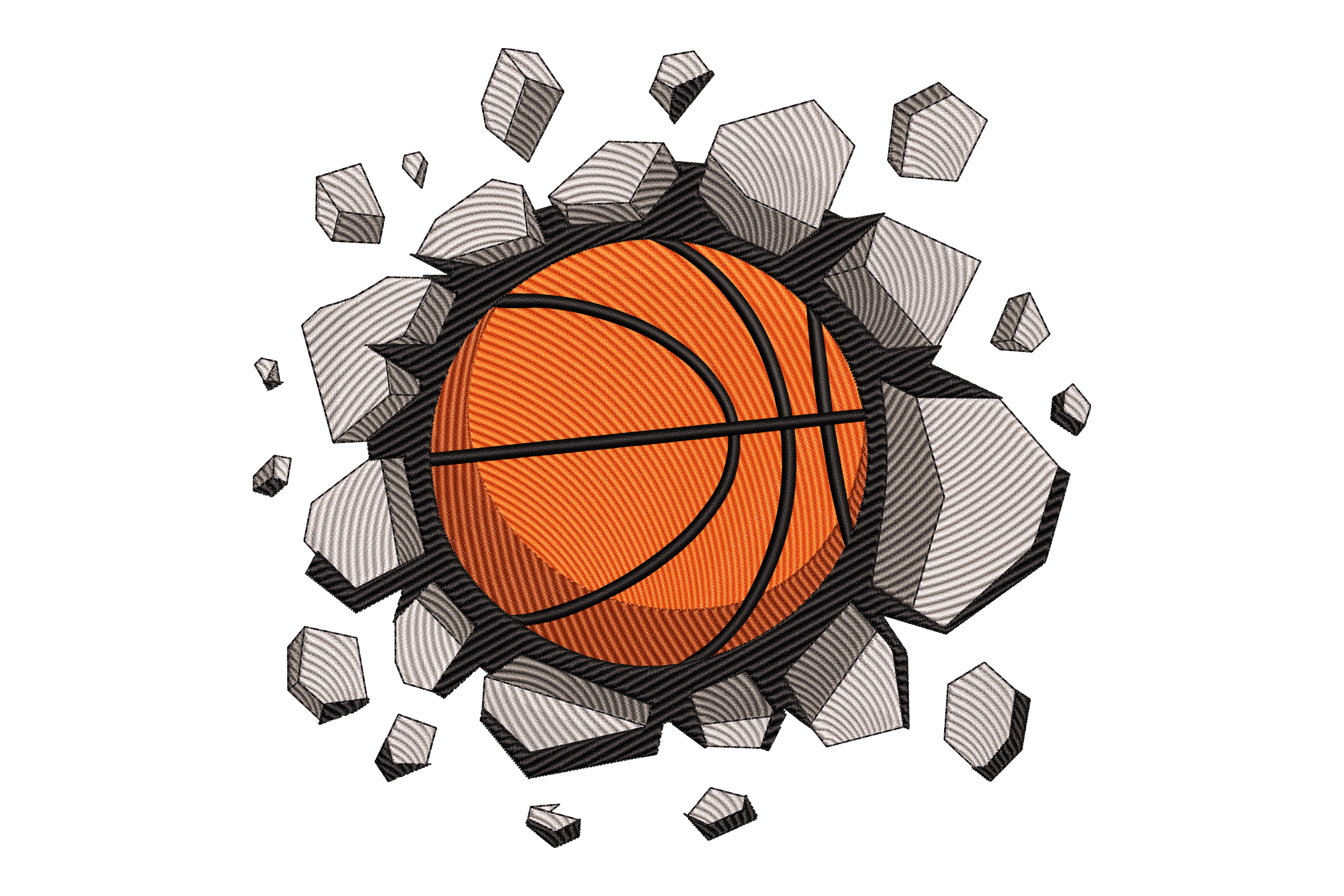 Basketball Breaking Wall Machine Embroidery Design