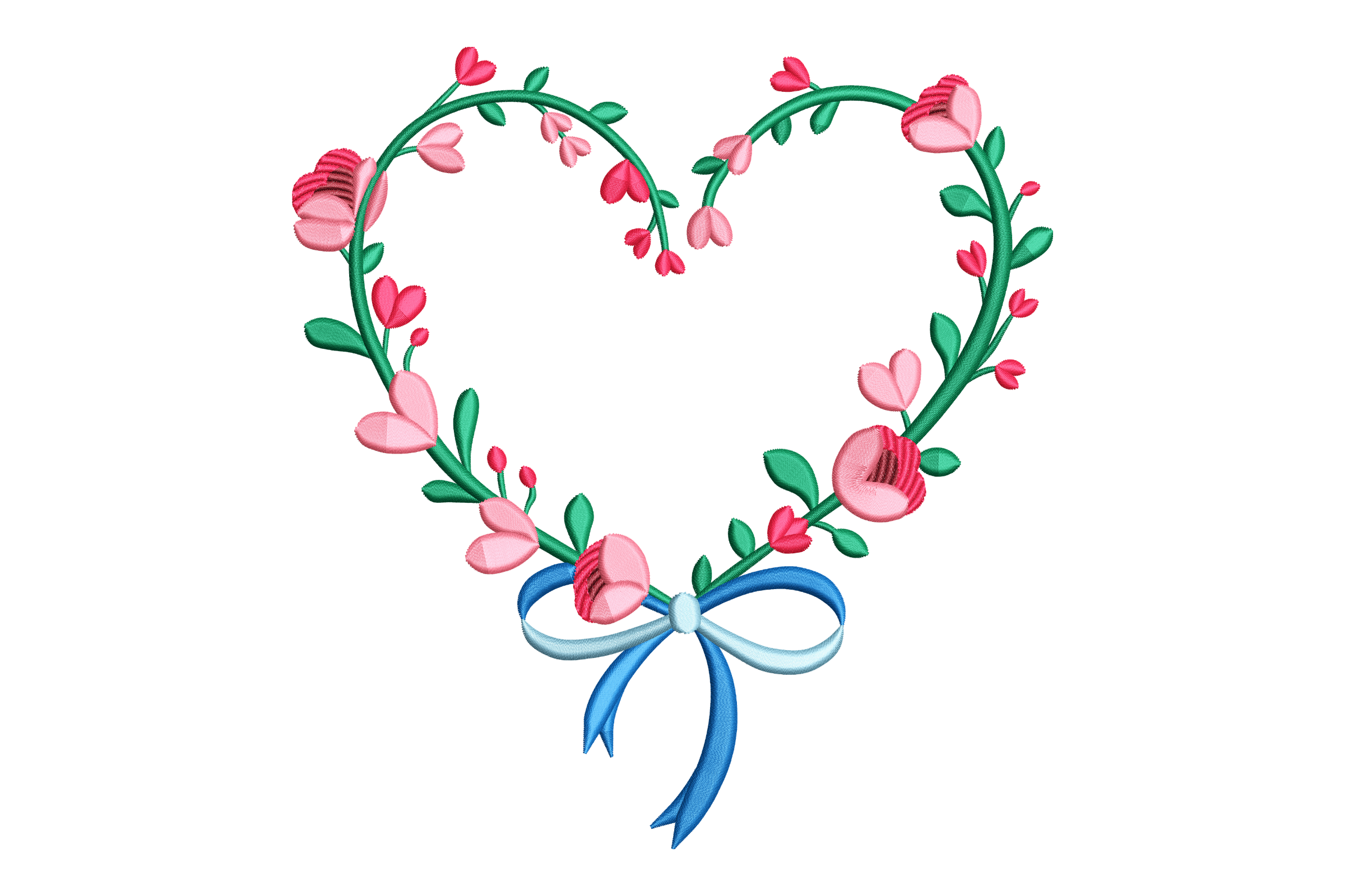 Floral Heart Wreath Machine Embroidery Design