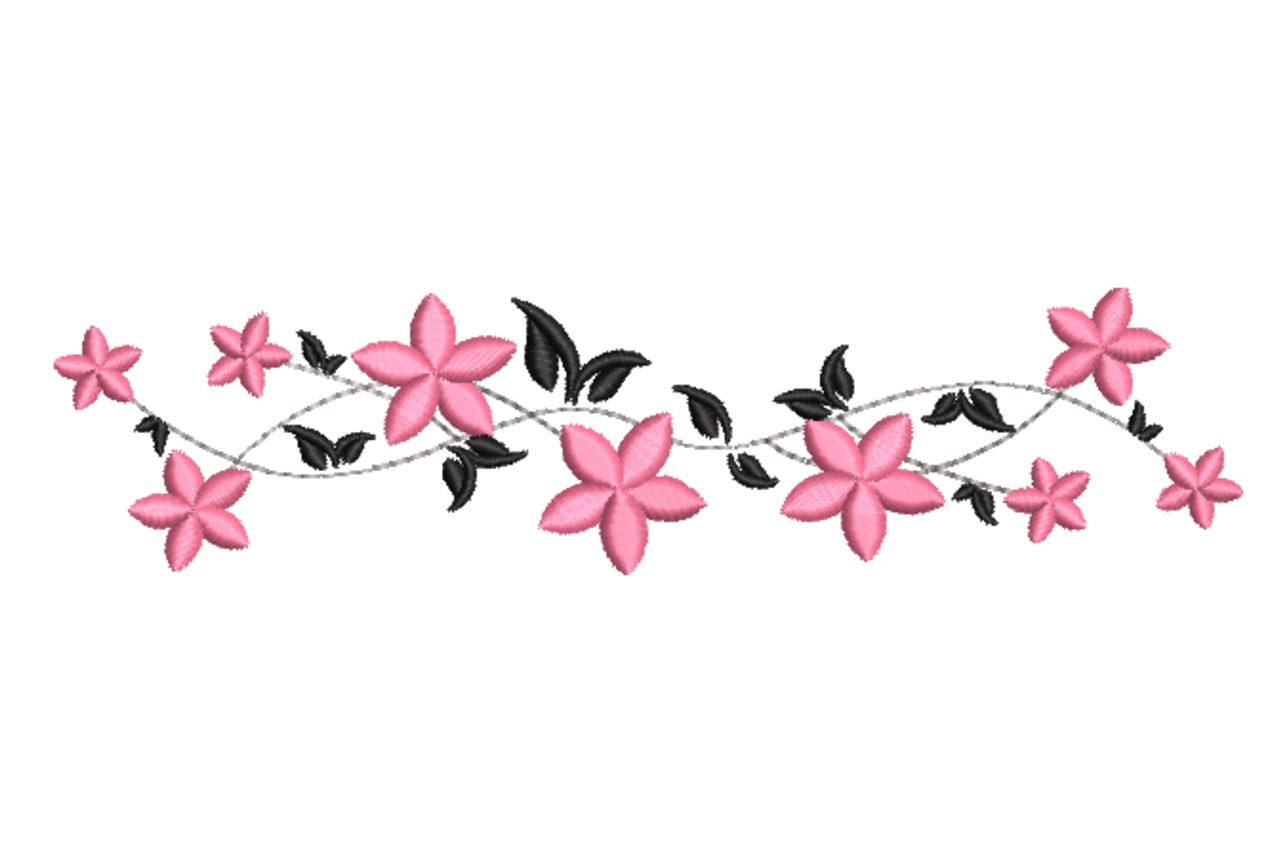 Pink Floral Border Machine Embroidery Design