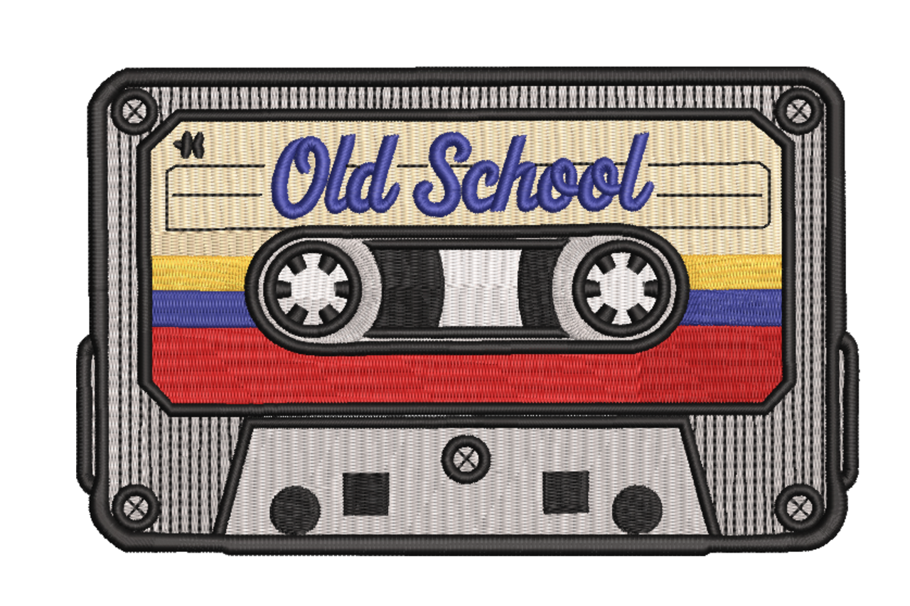 Old School Cassette Tape Machine Embroidery Design