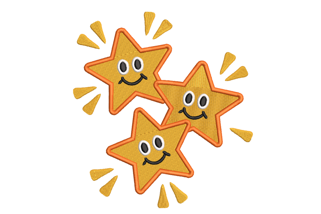 Happy Smiling Stars Machine Embroidery Design