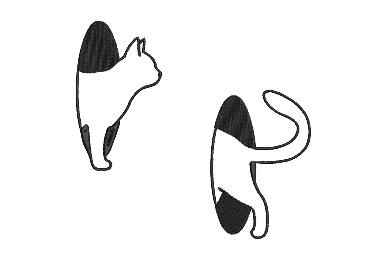 Minimalist Cat Outline Machine Embroidery Design