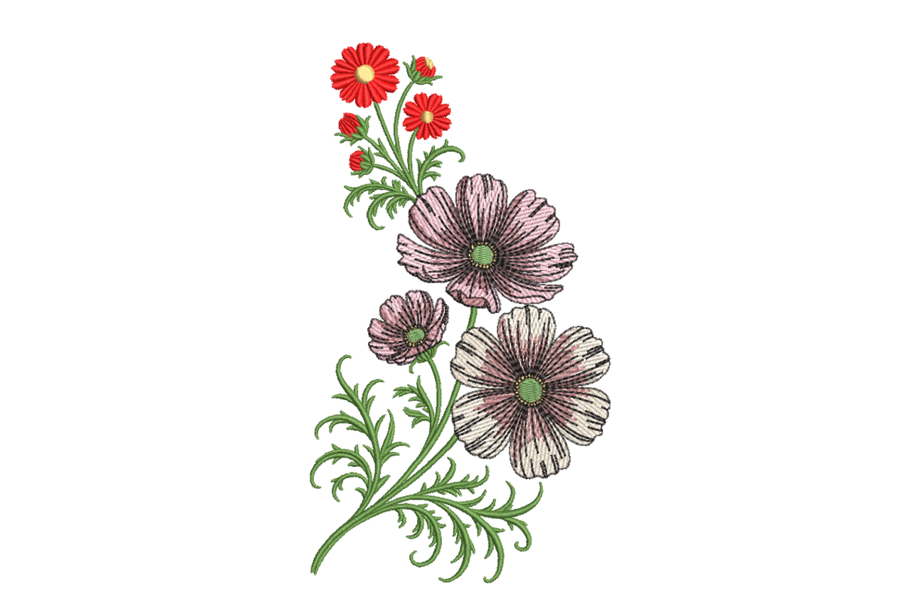 Wildflower Bouquet Vibrant Machine Embroidery Design | Embroidize