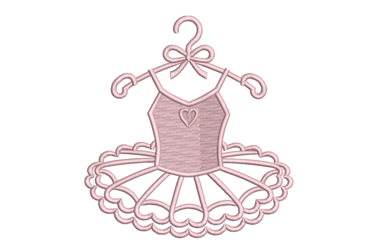 Pink Ballet Dress on Hanger Machine Embroidery Design