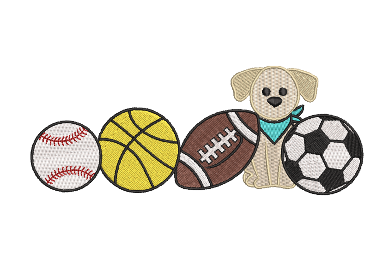 Sports Puppy Machine Embroidery Design