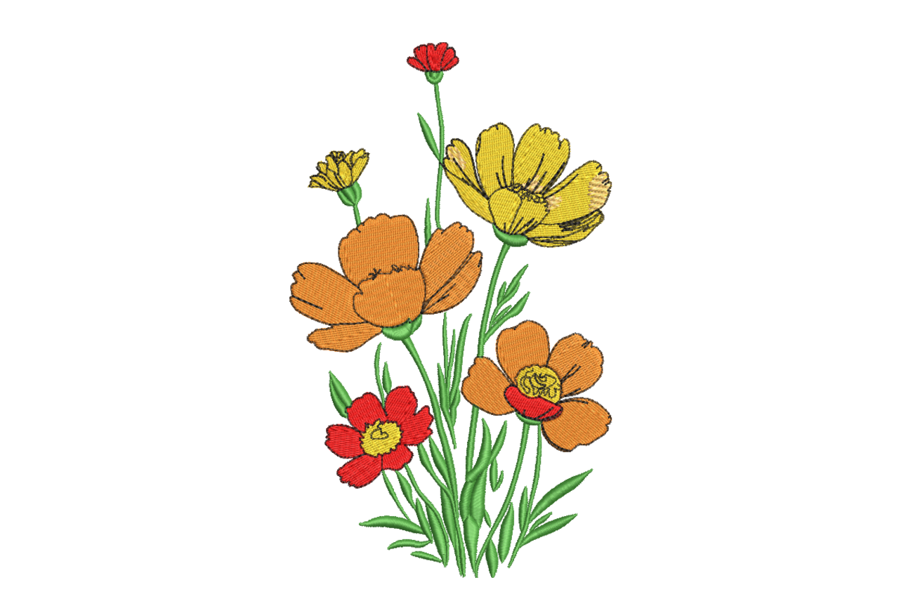 Wildflower Bouquet Decor Machine Embroidery Design | Embroidize