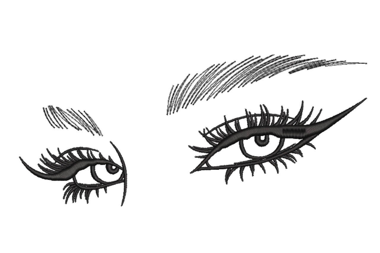 Abstract Eyes Line Art Machine Embroidery Design