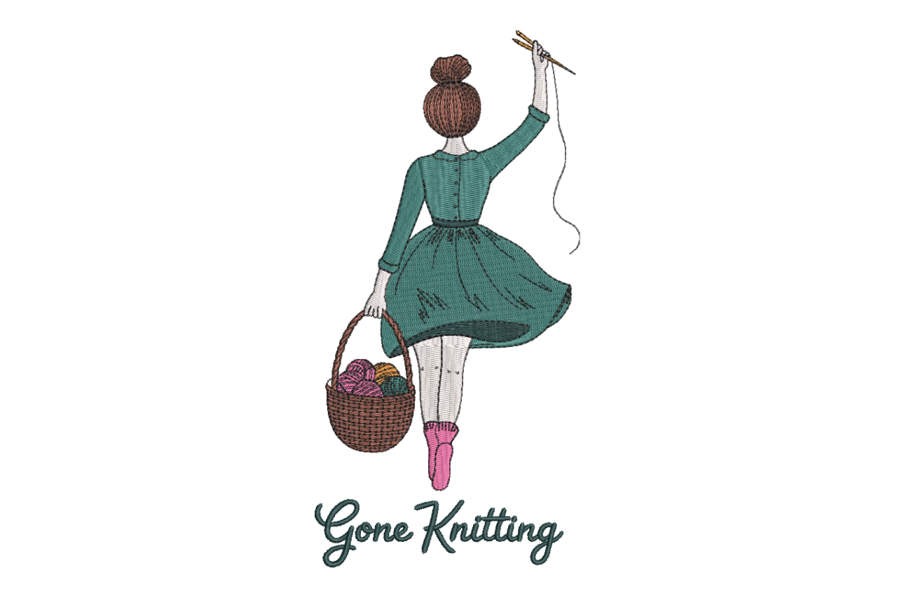 Gone Knitting Machine Embroidery Design