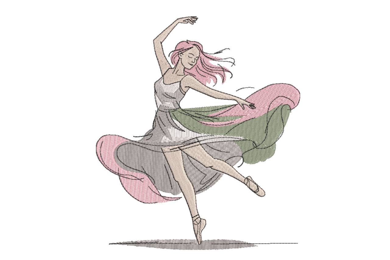 Elegant Ballet Dancer Machine Embroidery Design