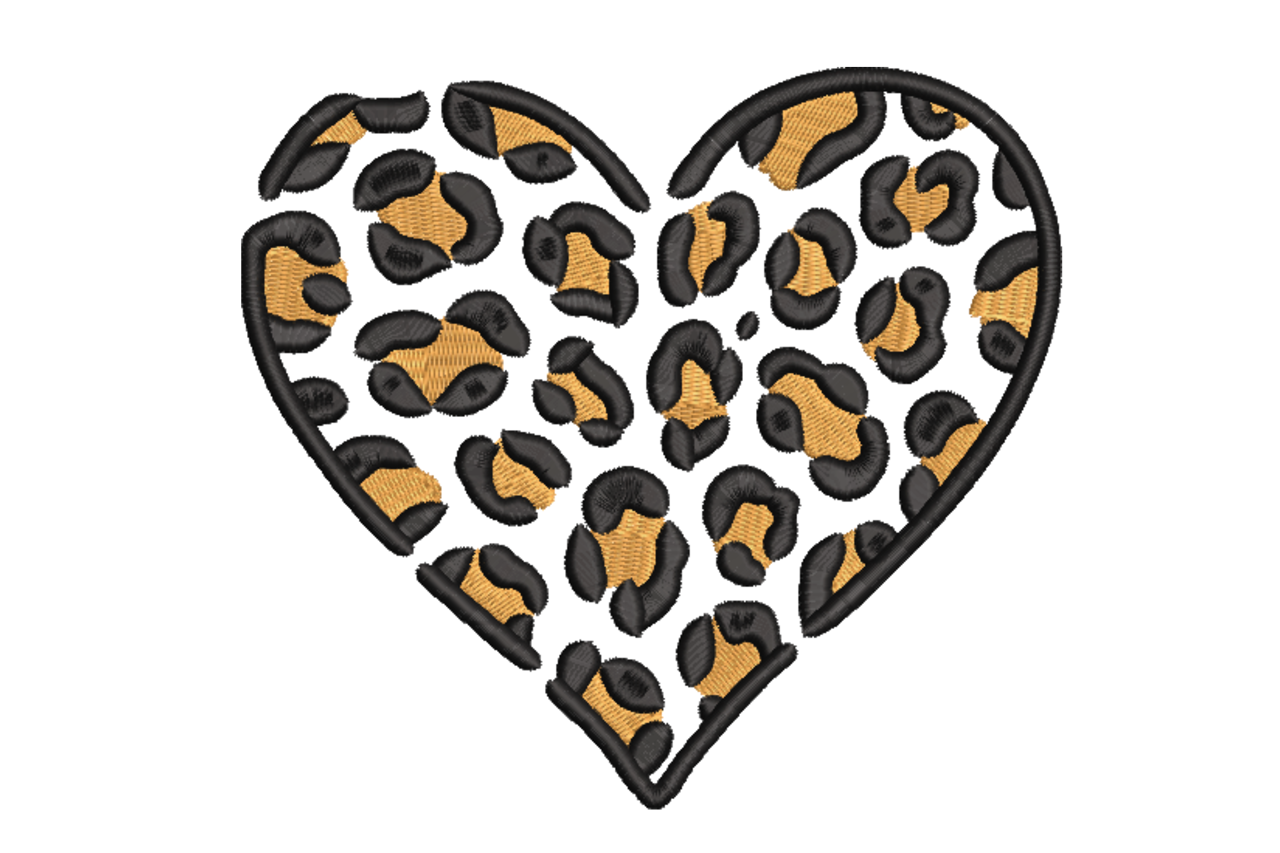 Leopard Print Heart Machine Embroidery Design
