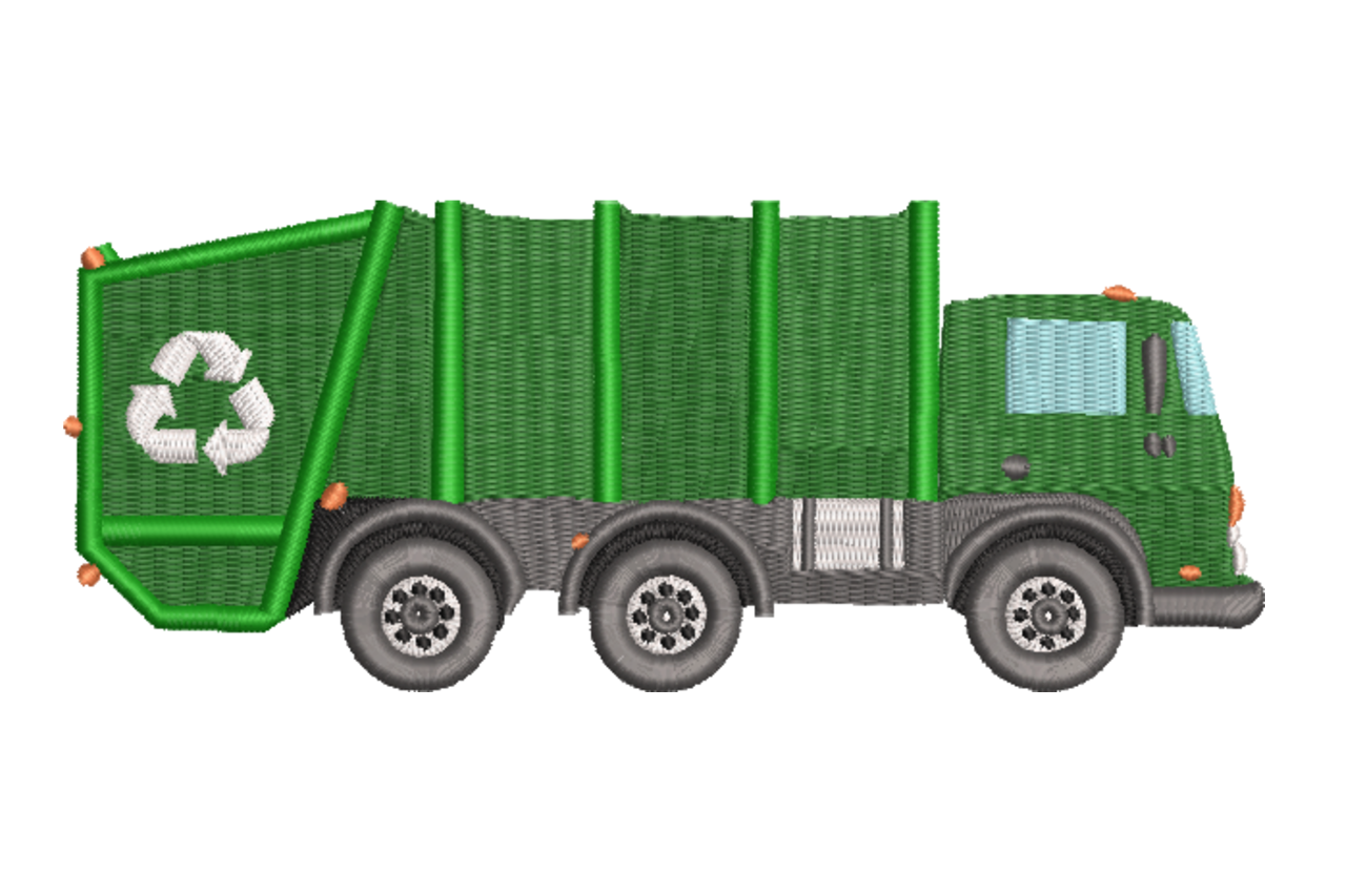 Recycling Garbage Truck Machine Embroidery Design