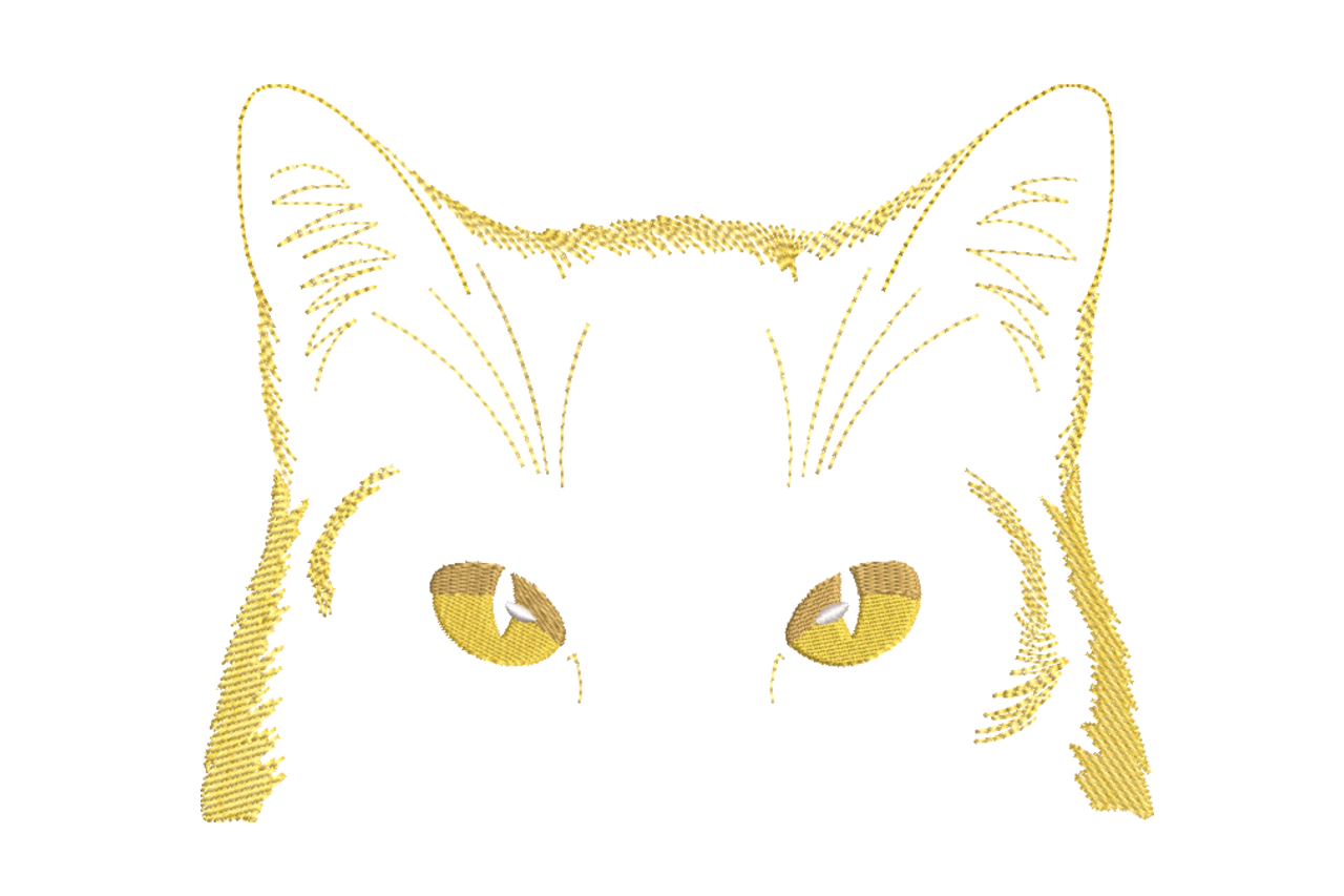 Golden Cat Face Machine Embroidery Design