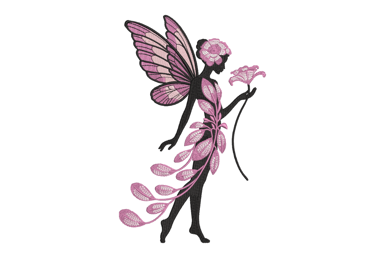 Pink Butterfly Fairy Machine Embroidery Design