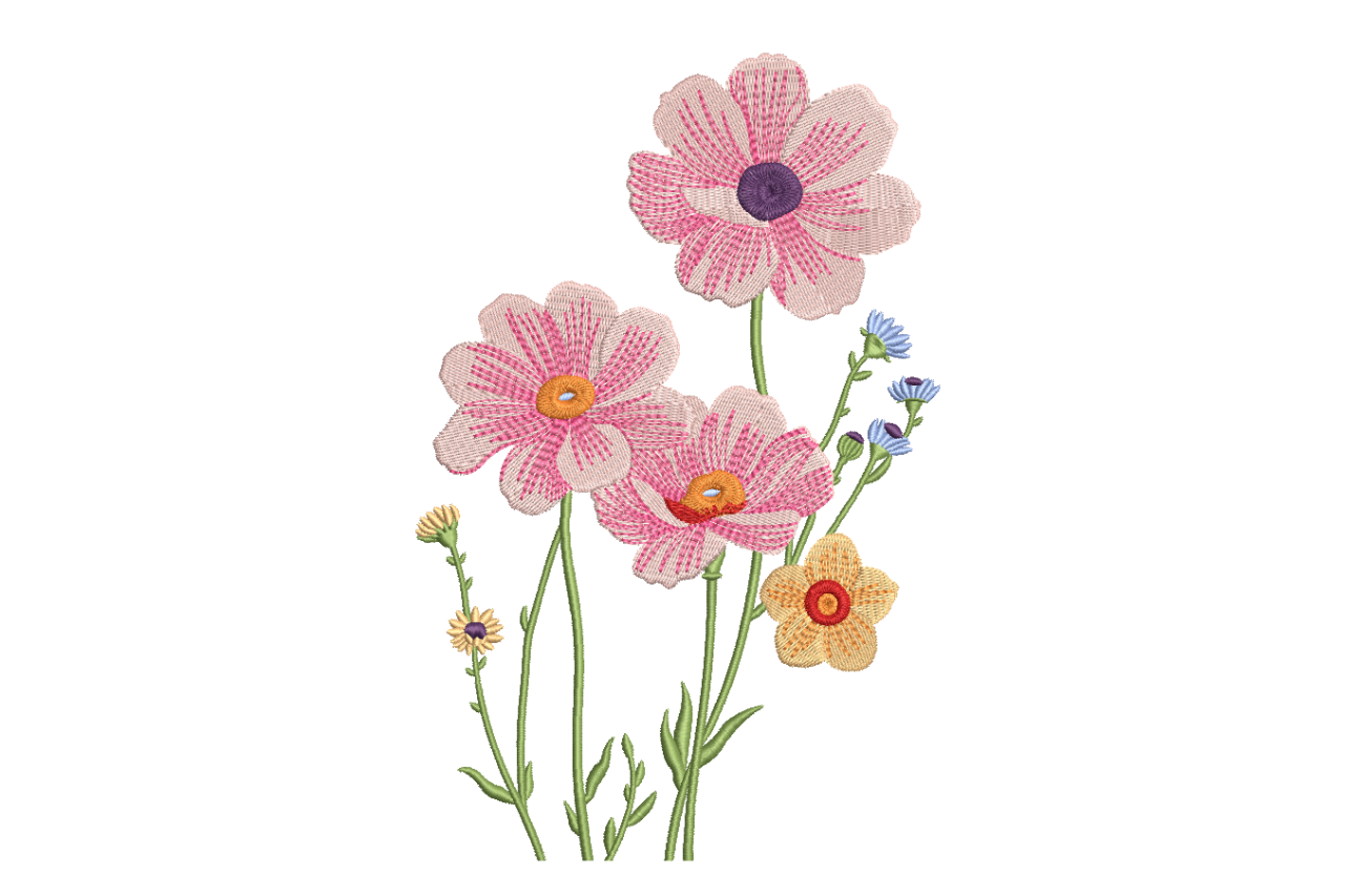 Wildflower Garden Bouquet Machine Embroidery Design | Embroidize