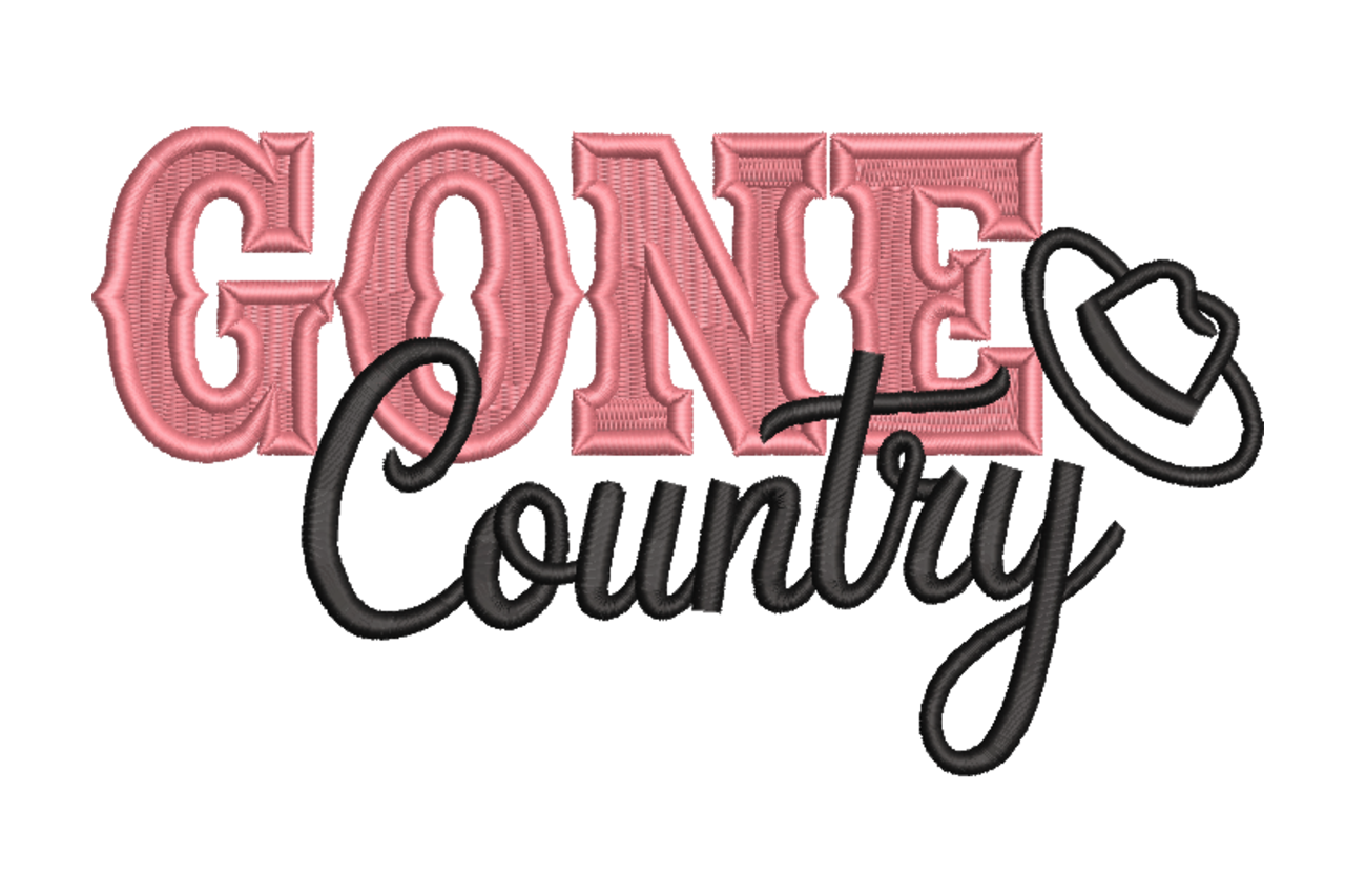 Gone Country Cowgirl Machine Embroidery Design
