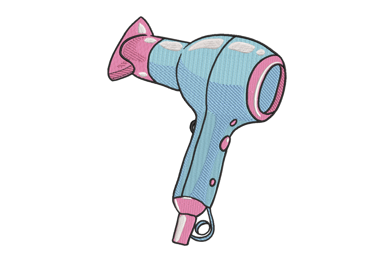 Cute Retro Hair Dryer Machine Embroidery Design
