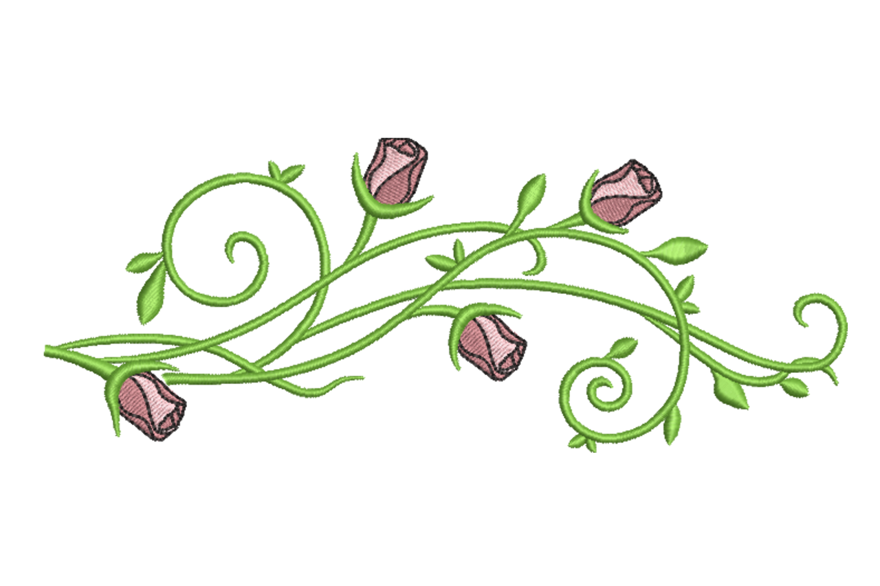 Rose Vine Floral Border Machine Embroidery Design