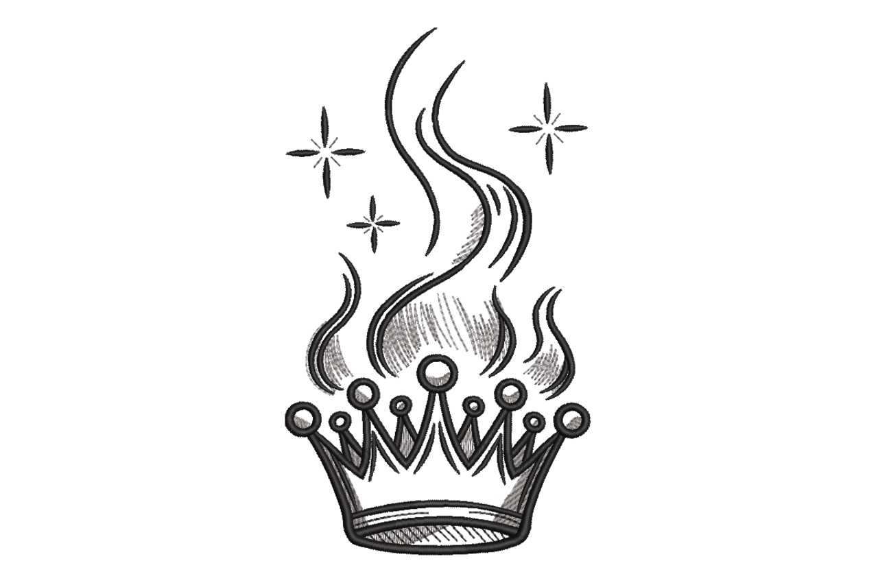 Flaming Crown Machine Embroidery Design