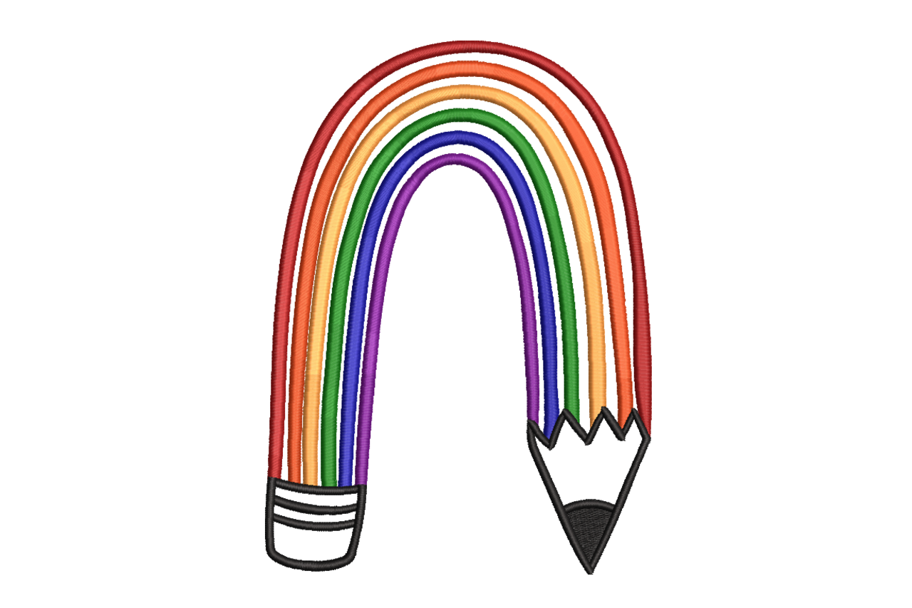 Rainbow Pencil Embroidery Design