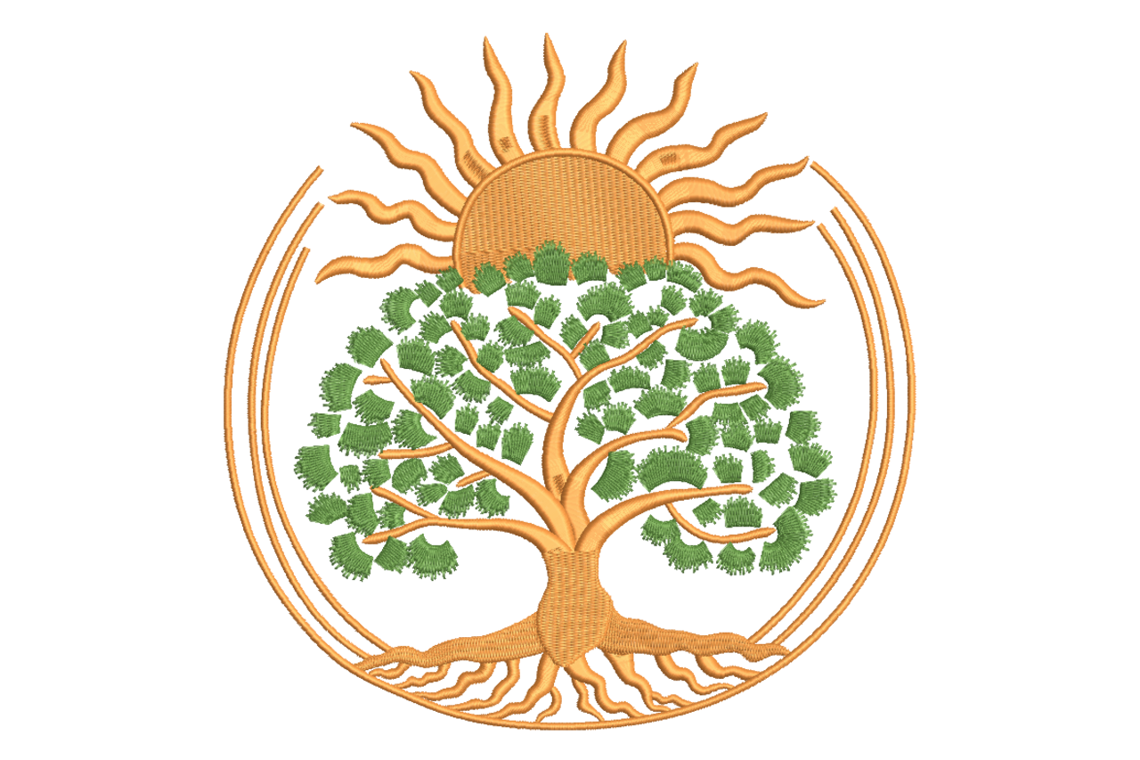 Tree of Life Sun Machine Embroidery Design