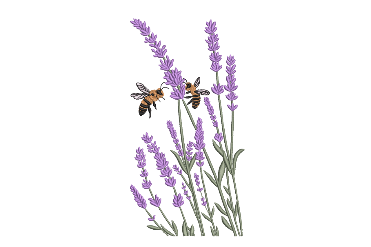 Lavender & Honey Bee Machine Embroidery Design | Embroidize