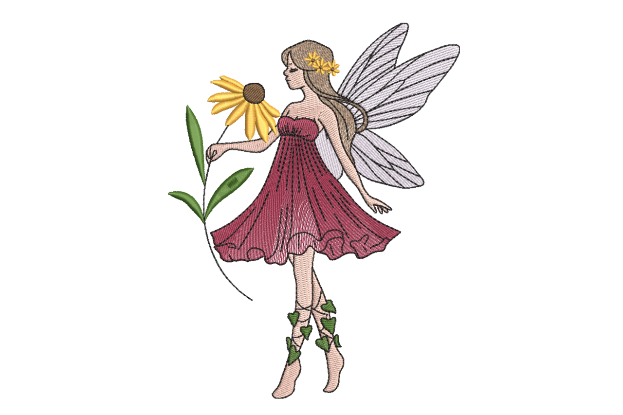 Fairy with Sunflower Machine Embroidery Design