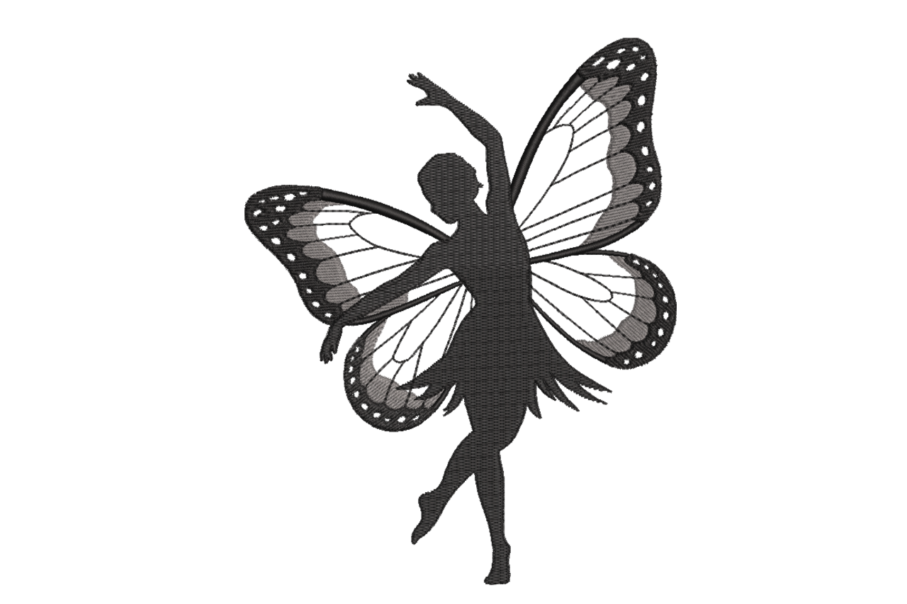 Butterfly Fairy Silhouette Machine Embroidery Design