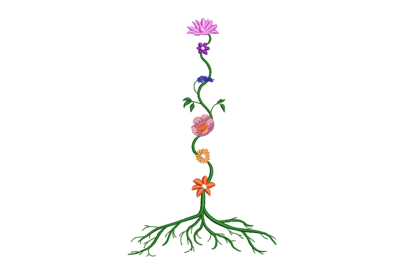 Flower Growth Roots Botanical Machine Embroidery Design | Embroidize