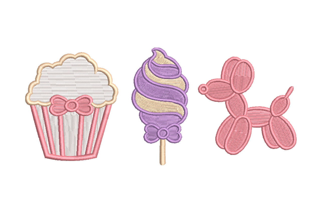 Sweet Treat Trio Kawaii Dessert Machine Embroidery Design