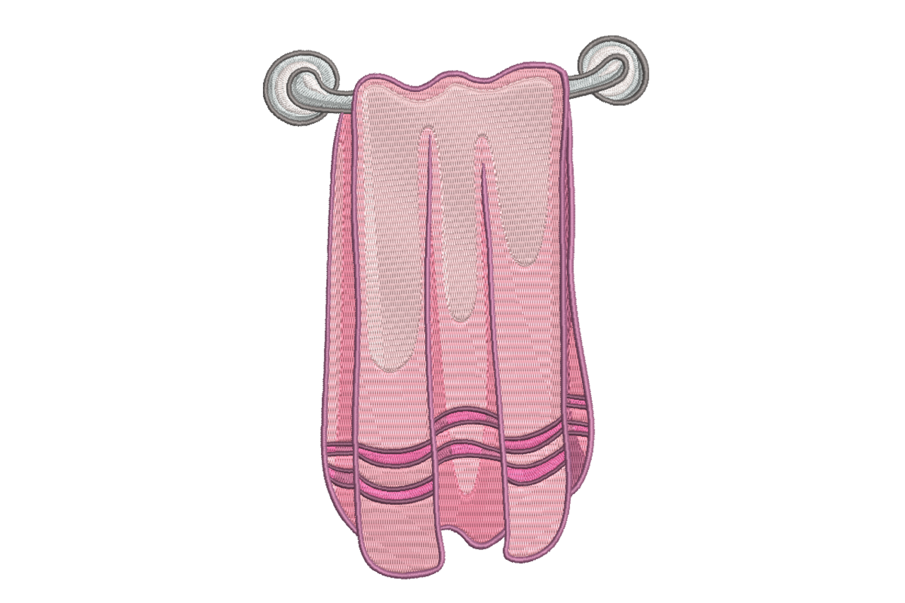 Pink Hanging Bath Towel Machine Embroidery Design