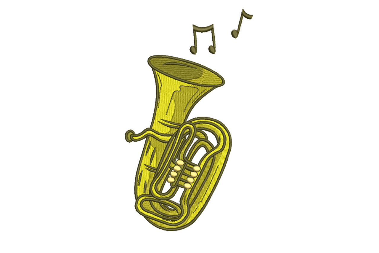 Musical Tuba Instrument Machine Embroidery Design