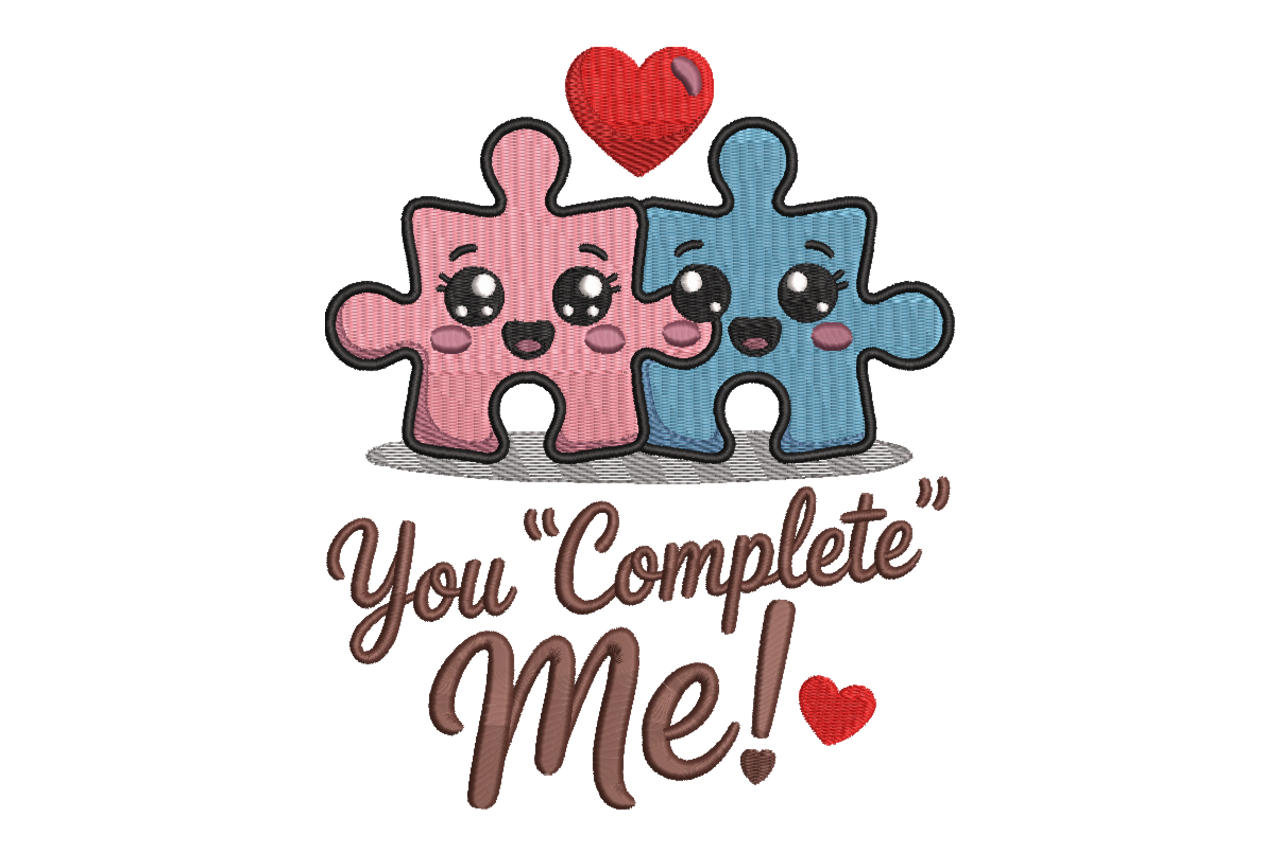 You Complete Me Puzzle Love Machine Embroidery Design