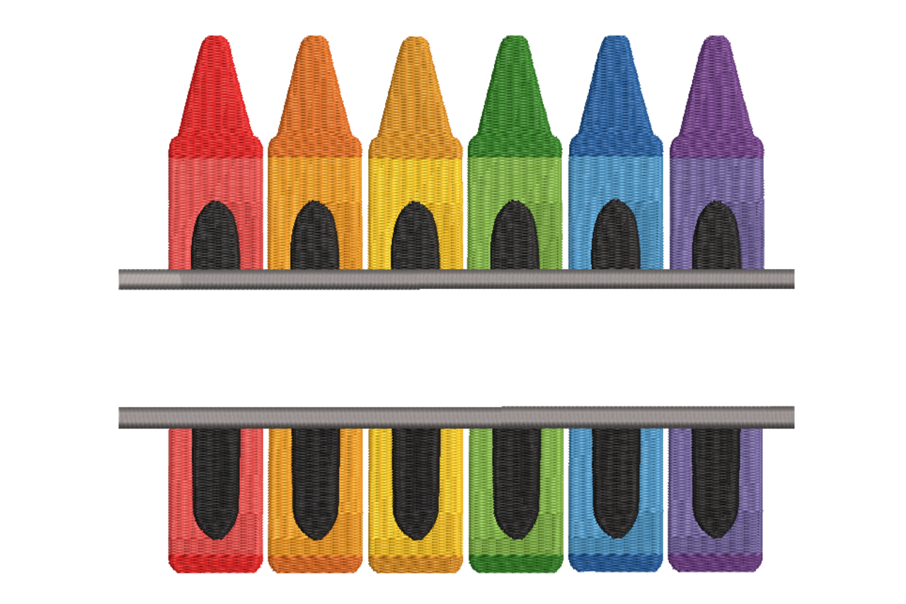 Colorful Crayon Border Machine Embroidery Design