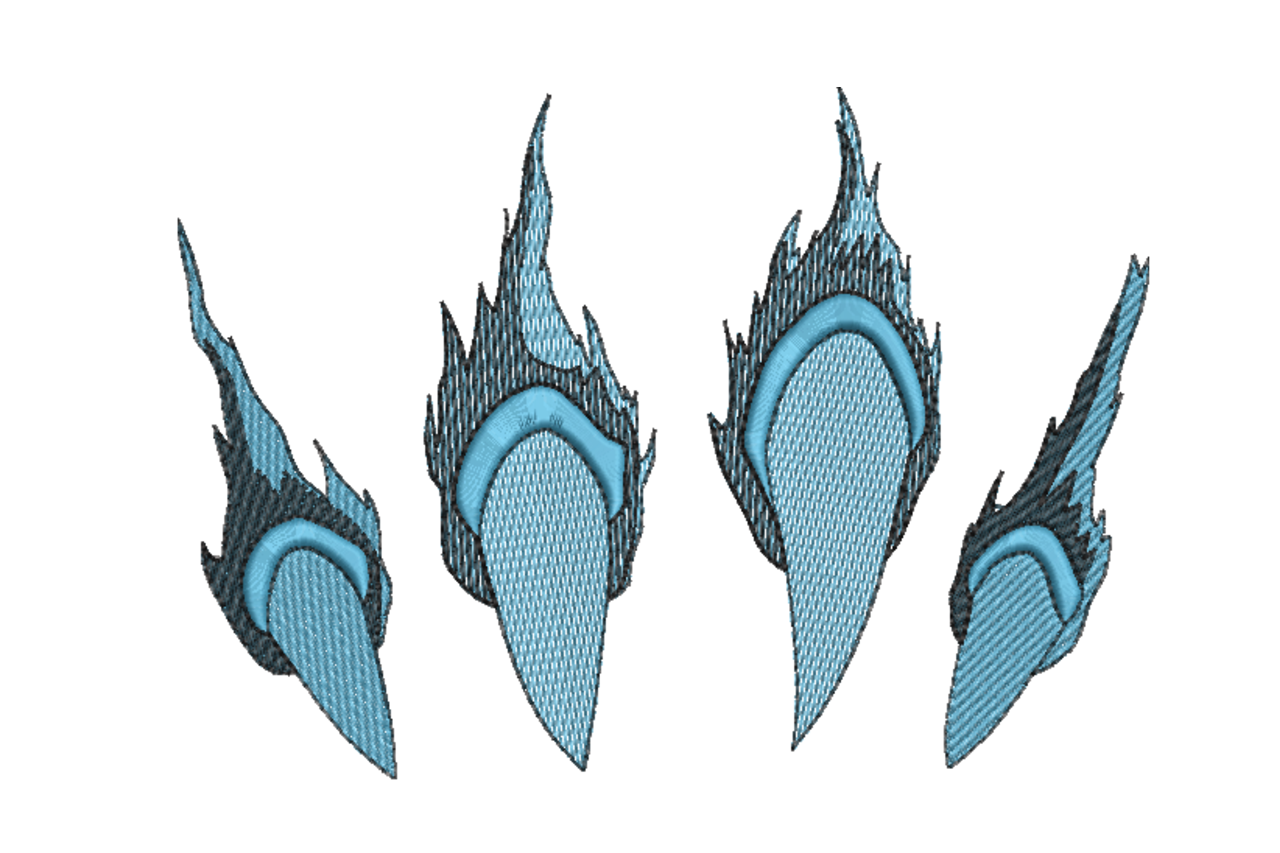 Blue Flame Tribal Claw Mark Machine Embroidery Design