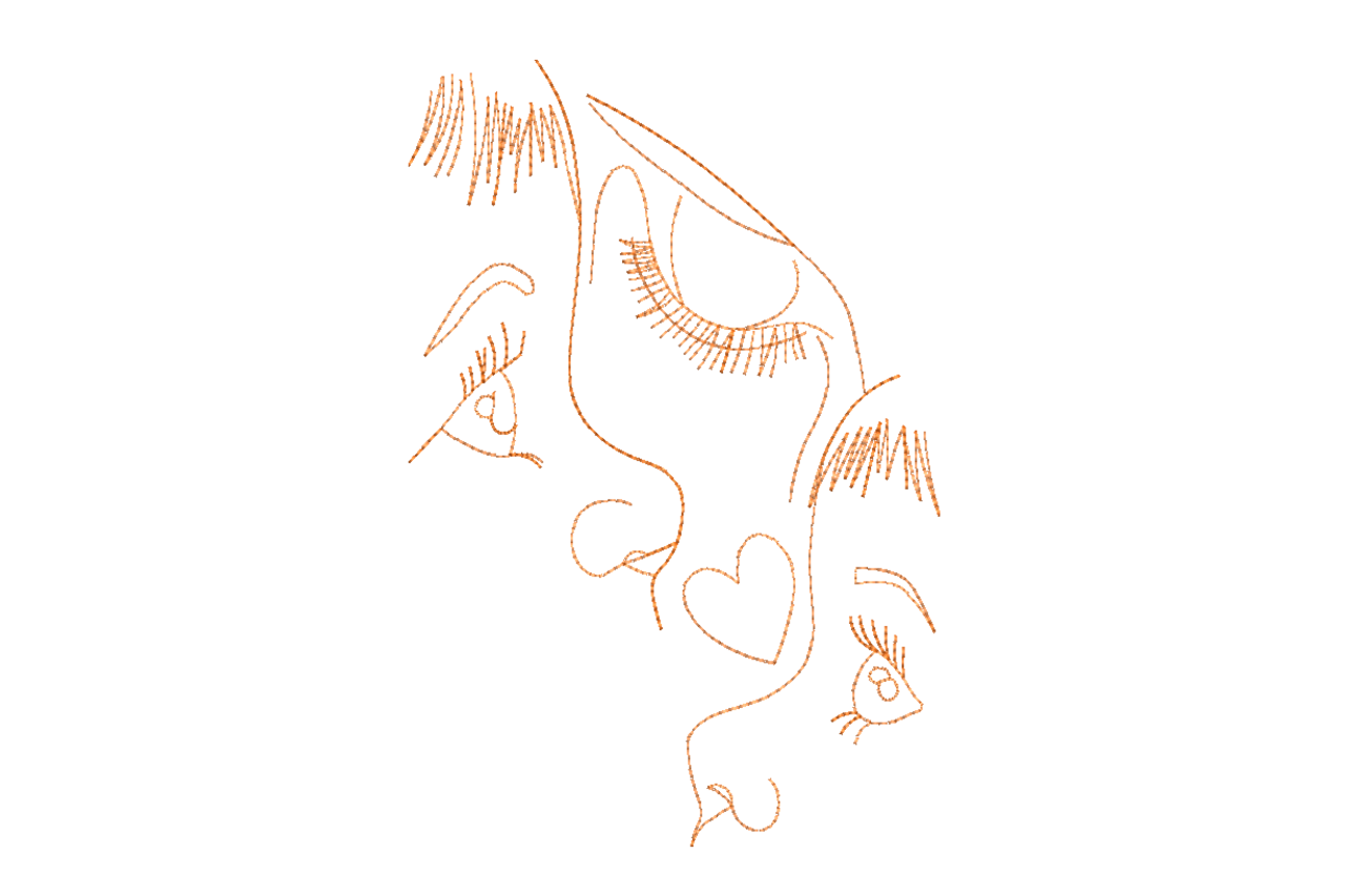 Abstract Line Art Faces Machine Embroidery Design