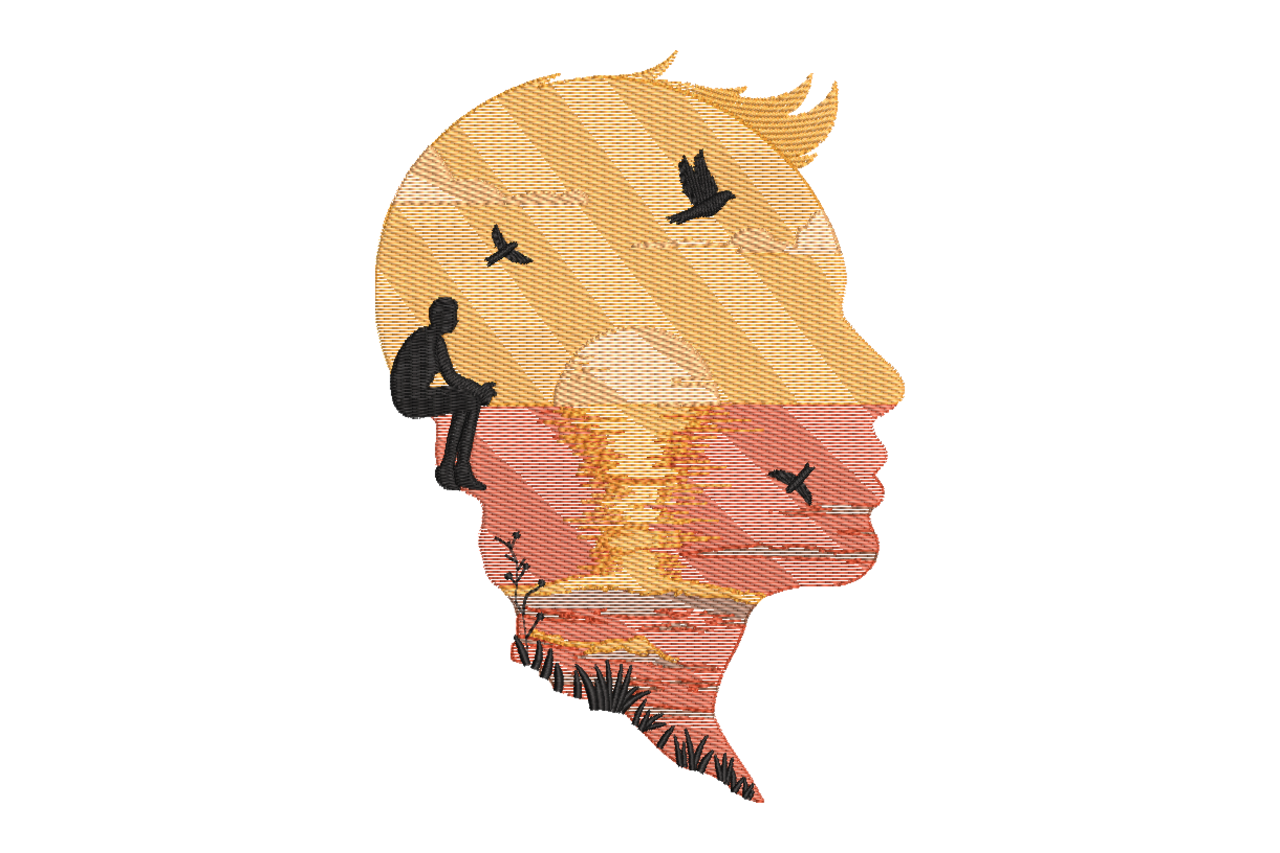 Silhouette Sunset Reflection Machine Embroidery Design