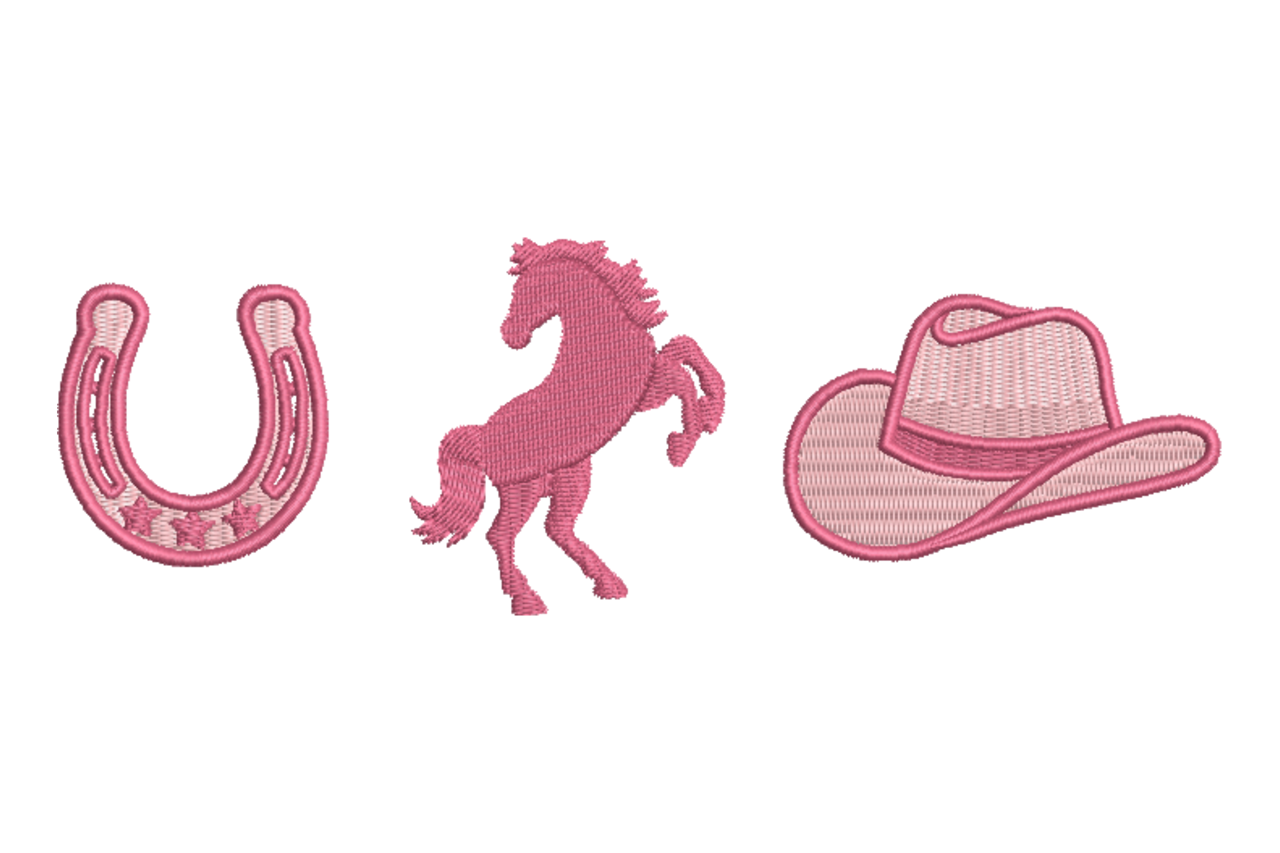 Pink Western Horseshoe Hat Machine Embroidery Design