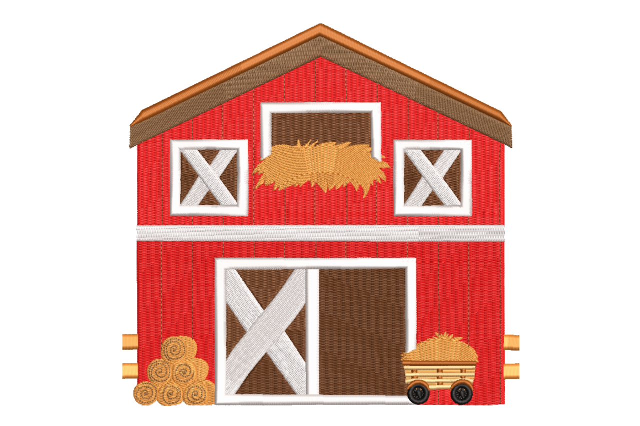 Red Farm Barn Machine Embroidery Design