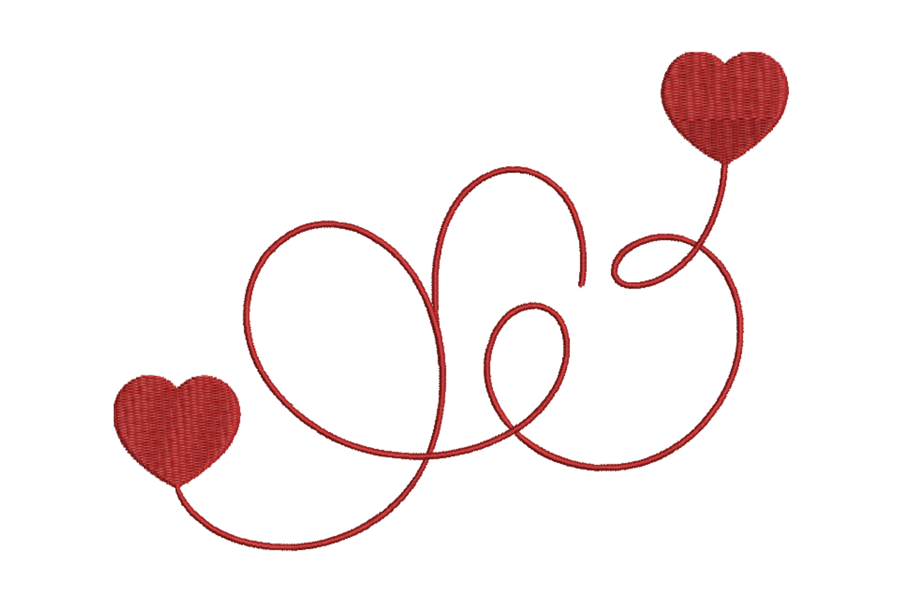 Love Heart Line Machine Embroidery Design